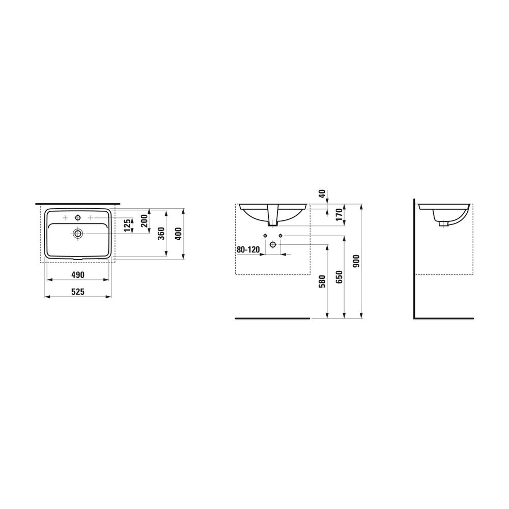 Laufen Einbauwaschtisch von unten Laufen Pro S 400x525x170mm, Active Weiß LCC, o... LAUFEN-H811966A001091 7612738086565 (Abb. 2)