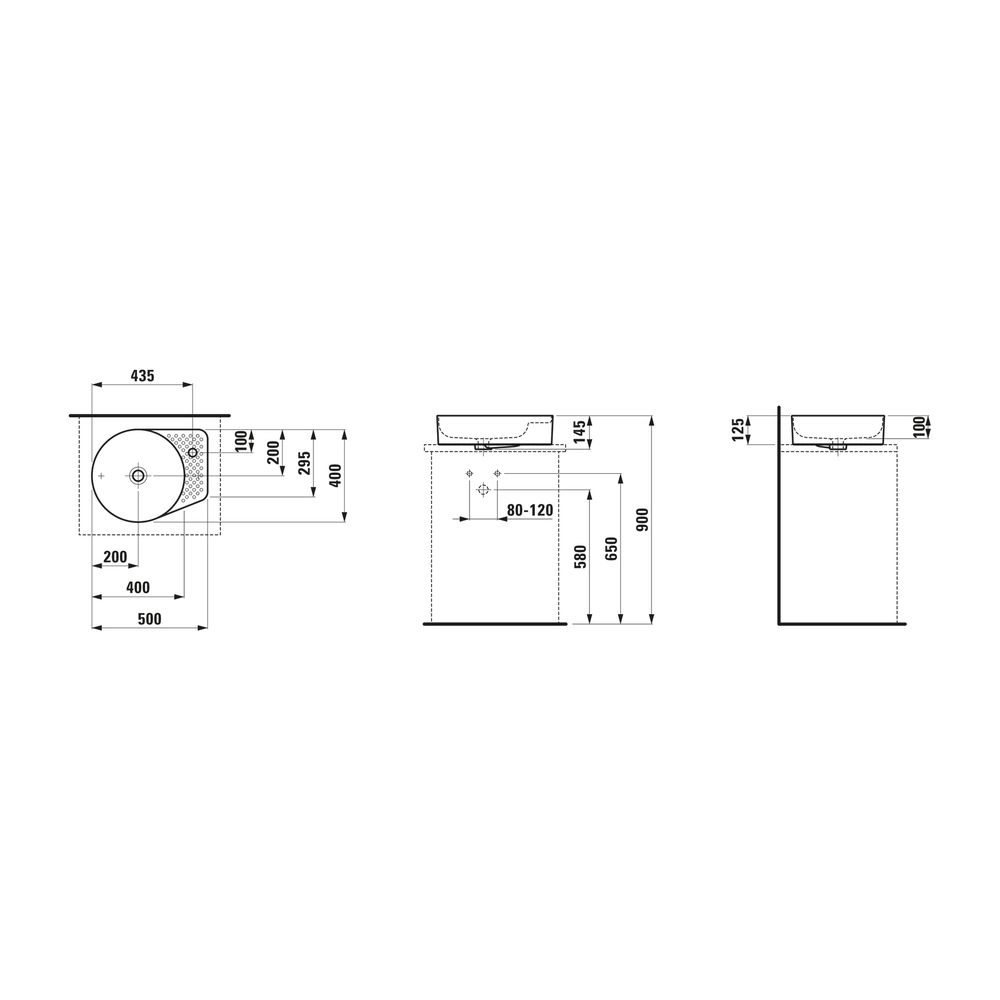Laufen Waschtisch-Schale VAL 400x500x145mm, Mattweiß, 1 Hahnloch, ohne Überlauf ... LAUFEN-H8122817571111 7612738924621 (Abb. 2)