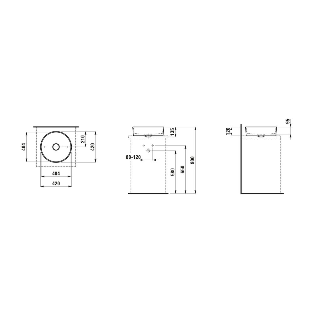 Laufen Waschtisch-Schale Kartell 420x420x135mm, Active Weiß LCC, ohne Hahnloch/Ü... LAUFEN-H812331A001121 7612738086893 (Abb. 2)