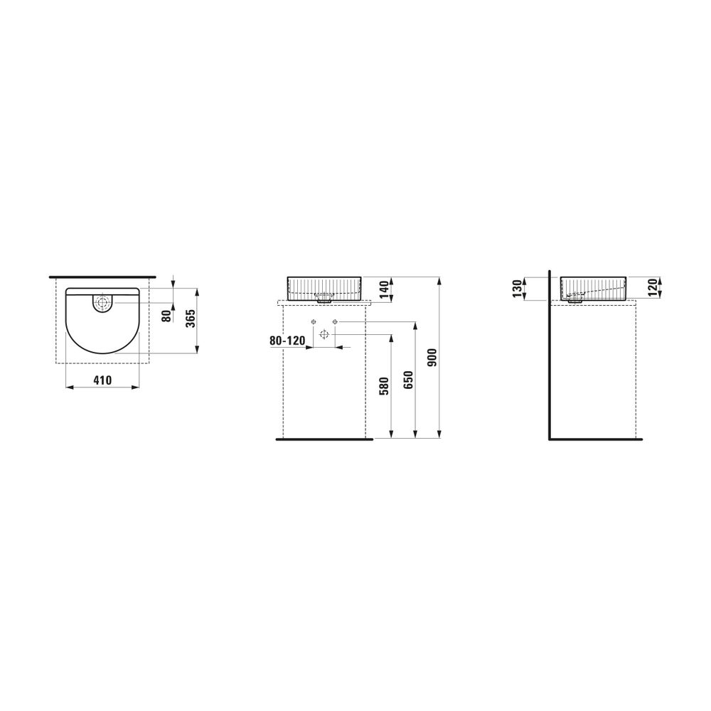 Laufen Waschtisch-Schale Sonar 365x410x140mm, Weiß, ohne Hahnloch/Überlauf mit T... LAUFEN-H8123430001121 7612738916336 (Abb. 2)