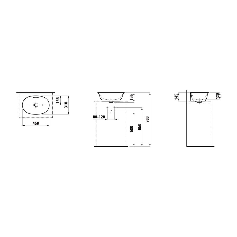 Laufen Waschtisch-Schale The New Classic 310x450x165mm, Weiß, ohne Hahnloch, mit... LAUFEN-H8128510001091 7612738008994 (Abb. 2)