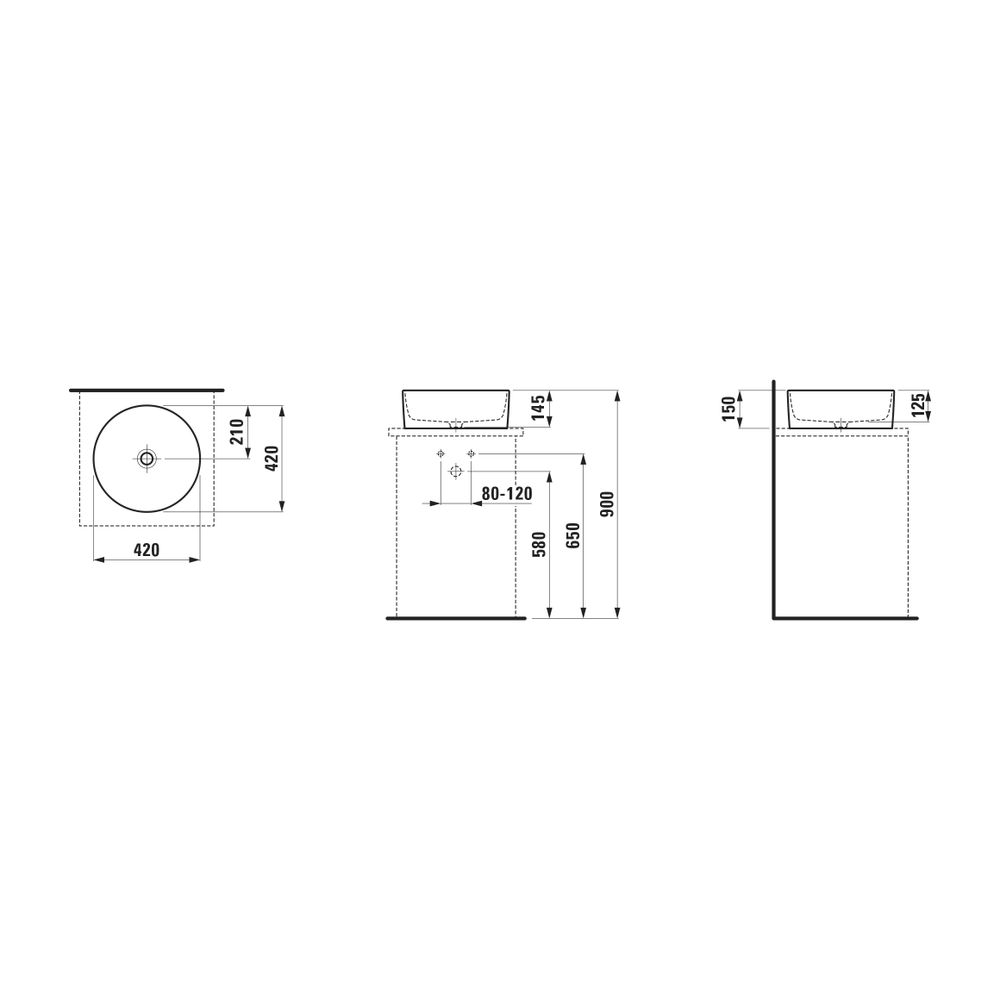 Laufen Waschtisch-Schale Savoy 420x420x150mm, Mattweiß, rund, ohne Hahnloch/Über... LAUFEN-H8129427571121 7612738966607 (Abb. 2)