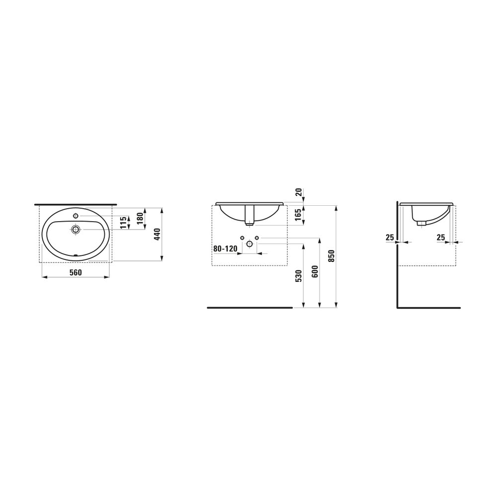 Laufen Einbauwaschtisch von oben Laufen Pro B 440x560x165mm, Weiß, 1 Hahnloch, m... LAUFEN-H8139510001041 4014804398177 (Abb. 2)
