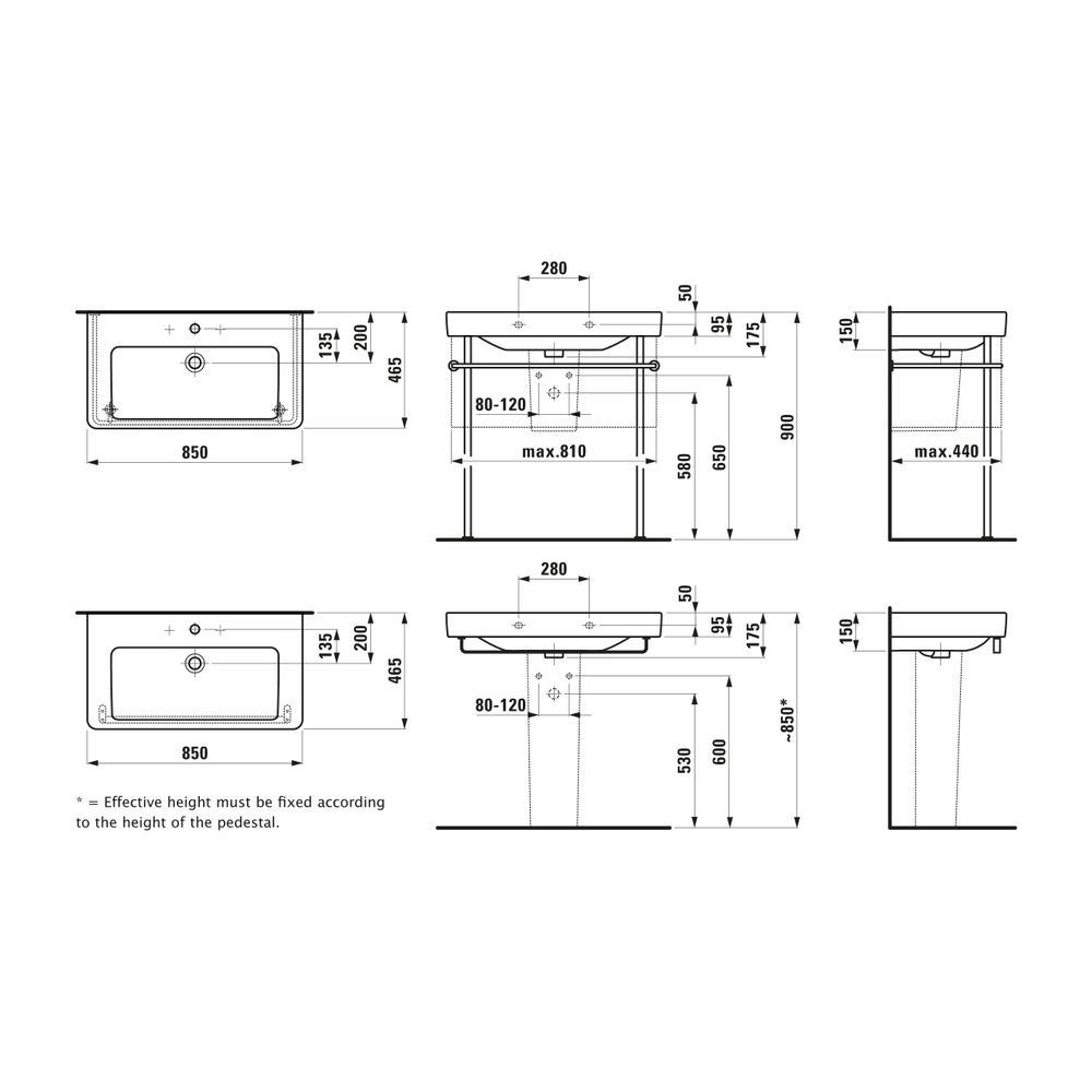 Laufen Waschtisch Laufen Pro S 465x850x175mm, Weiß, ohne Hahnloch, mit Überlauf... LAUFEN-H8139650001091 7612738280703 (Abb. 2)
