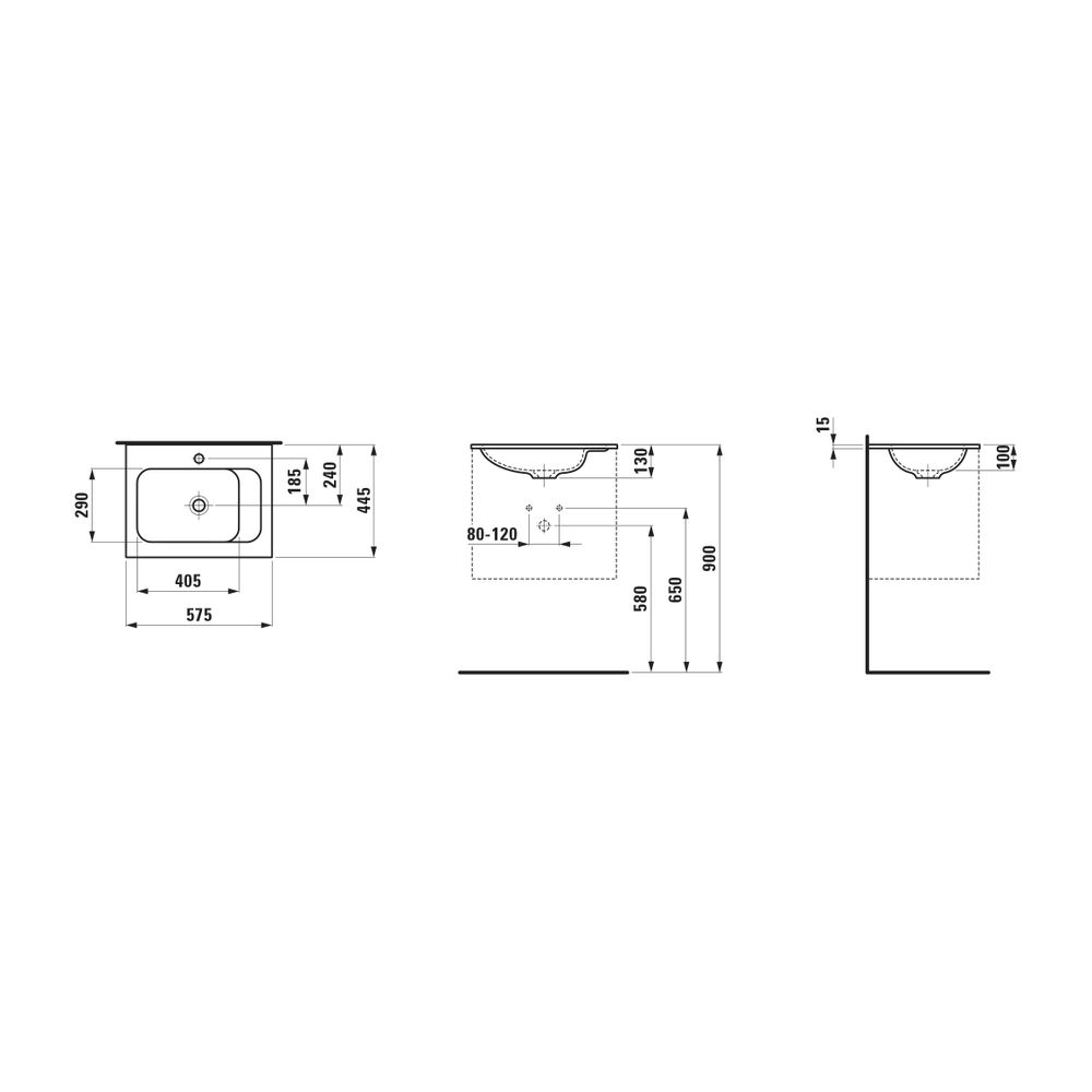 Laufen Möbelwaschtisch Slim, MEDA, 445x575x130mm, Mattweiß, aus Marbond, Ablage ... LAUFEN-H8141137571111 7612738097363 (Abb. 3)
