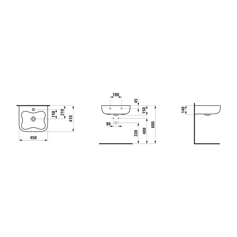 Laufen Waschtisch Florakids 410x450x150mm, Weiß, 1 Hahnloch, mit Überlauf... LAUFEN-H8150310001041 4014804727687 (Abb. 3)