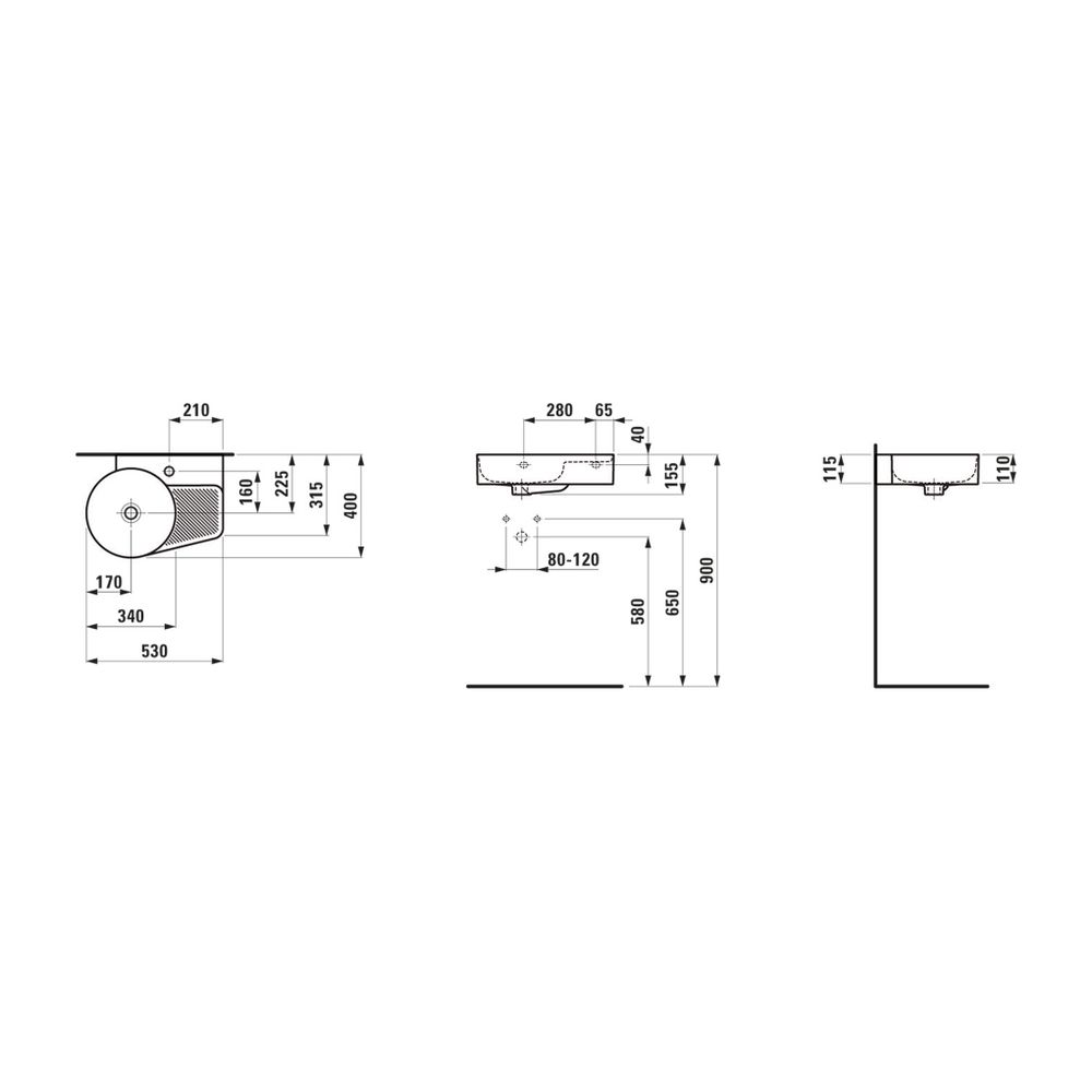 Laufen Waschtisch VAL 400x530x155mm, Weiß LCC, 1 Hahnloch, ohne Überlauf, Kanal ... LAUFEN-H8152884001561 7612738940782 (Abb. 2)