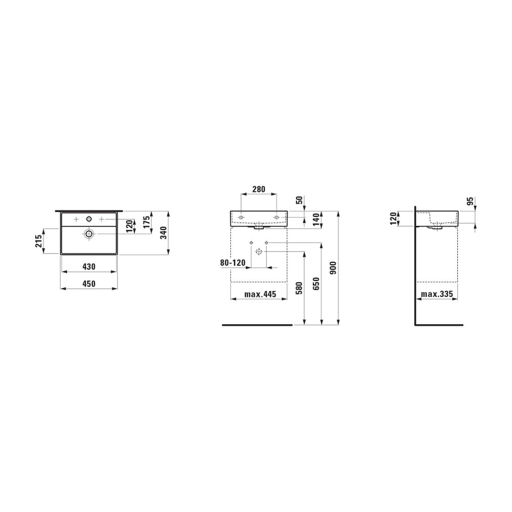 Laufen Handwaschbecken Kartell 340x450x140mm, Mattschwarz, ohne Hahnloch/Überlau... LAUFEN-H8153307161421 7612738009663 (Abb. 2)