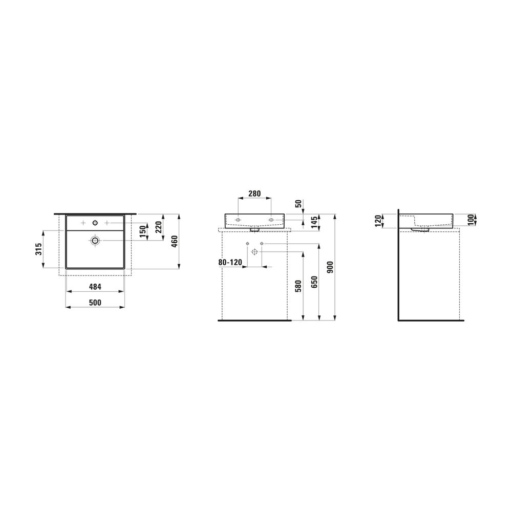 Laufen Aufsatzwaschtisch Kartell 460x500x145mm, glänzend Schwarz, 1 Hahnloch, mi... LAUFEN-H8163320201041 7612738916510 (Abb. 2)