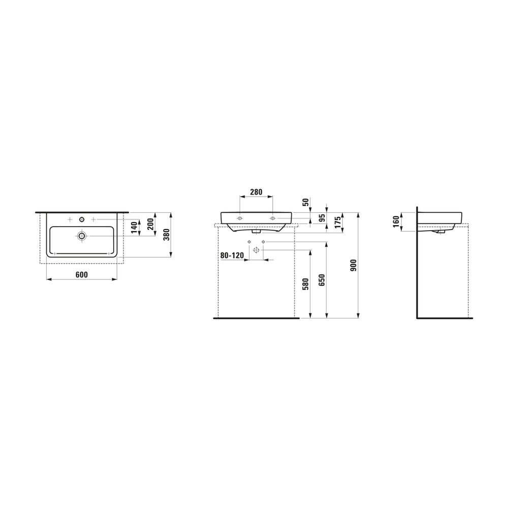 Laufen Aufsatzwaschtisch kompakt Laufen Pro S 380x600x175mm, Active Weiß LCC, 1 ... LAUFEN-H817959A001041 7612738090517 (Abb. 2)