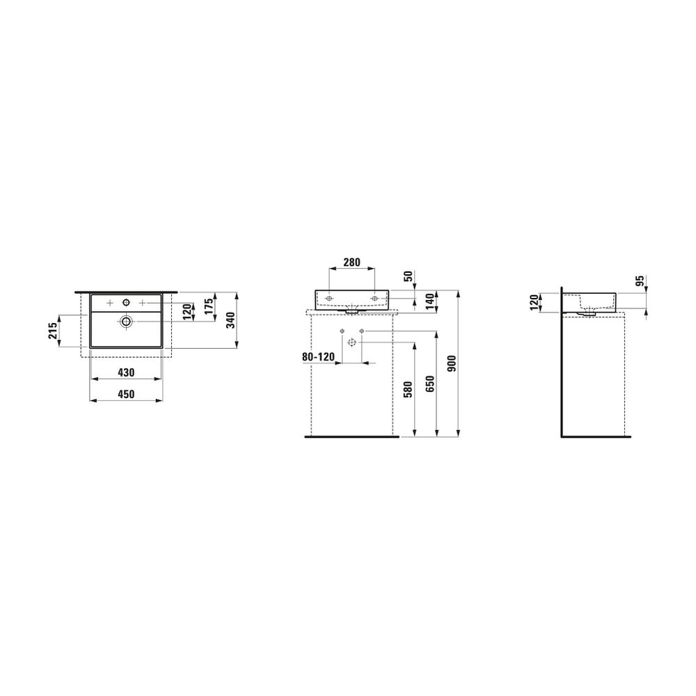 Laufen Aufsatzhandwaschbecken Kartell 340x450x140mm, Mattgraphit, 1 Hahnloch, oh... LAUFEN-H8183307581561 7612738012113 (Abb. 2)