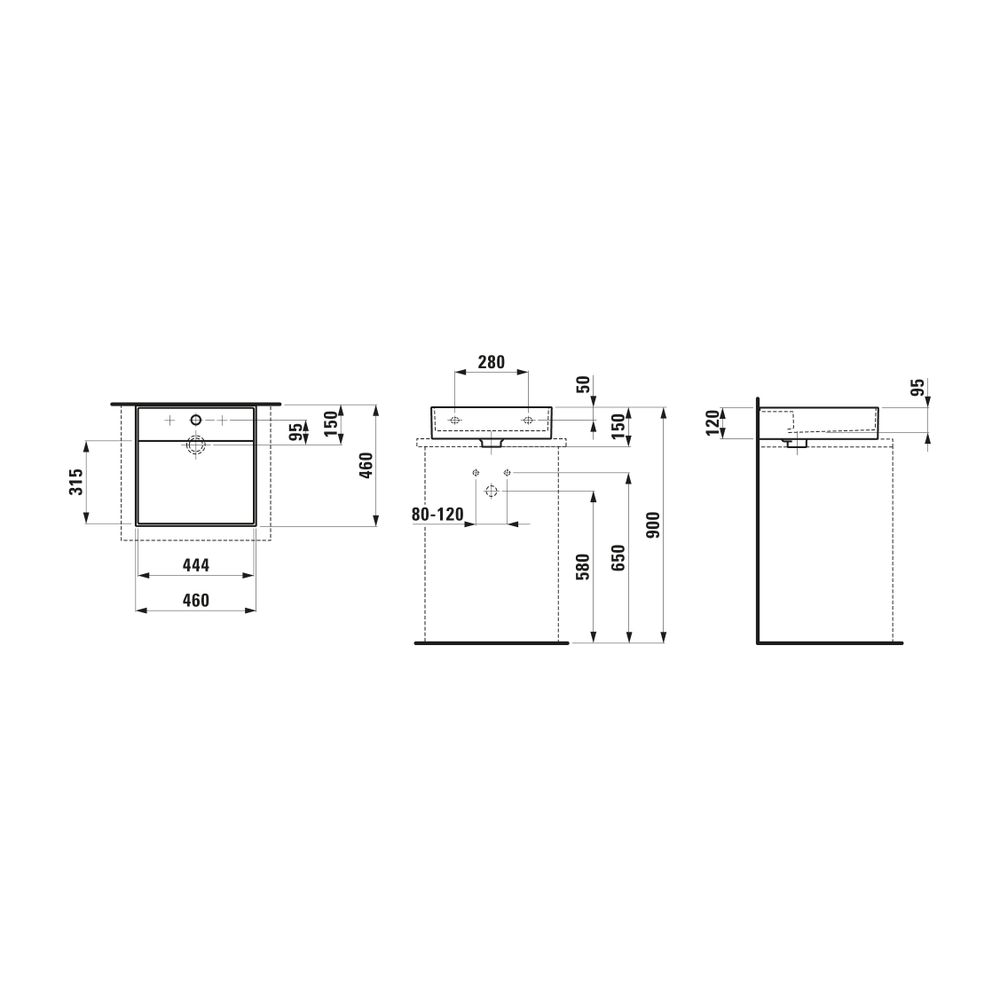 Laufen Aufsatzhandwaschbecken Kartell 460x460x150mm, glänzend Schwarz, ohne Hahn... LAUFEN-H8183310201121 7612738977405 (Abb. 2)
