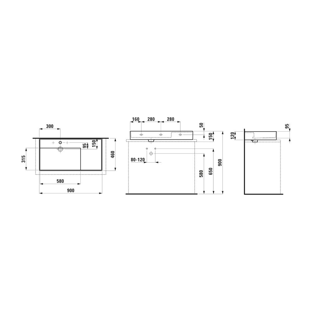 Laufen Aufsatzwaschtisch Kartell 460x900x150mm, Weiß, ohne Hahnloch/Überlauf Abl... LAUFEN-H8183380001121 7612738978228 (Abb. 2)