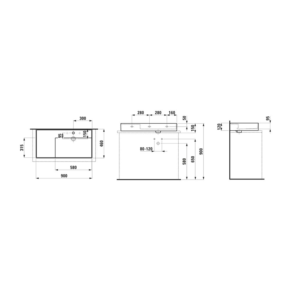 Laufen Aufsatzwaschtisch Kartell 460x900x150mm, Mattschwarz, 2 Hahnlöcher, ohne ... LAUFEN-H8183397168151 7612738978709 (Abb. 2)