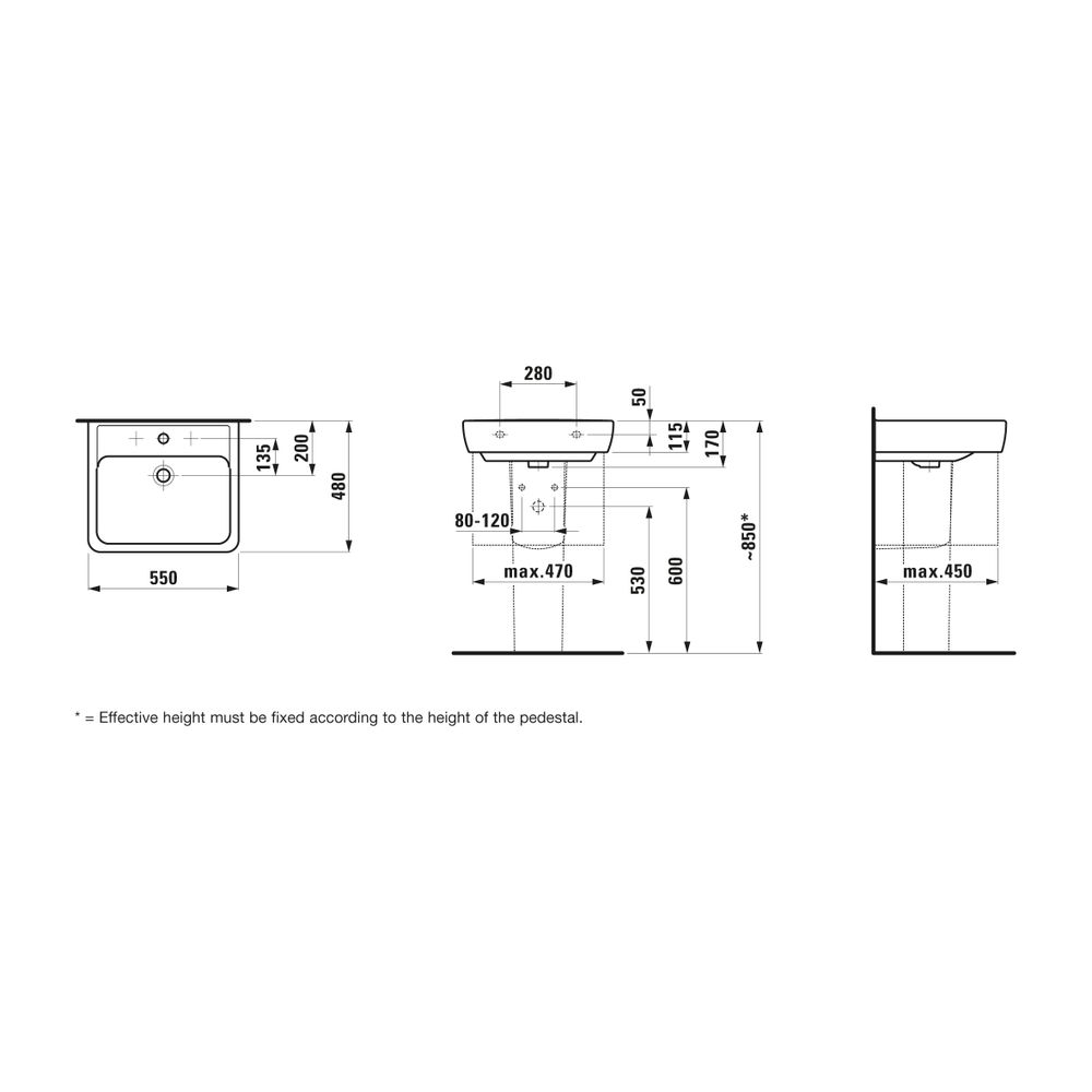 Laufen Pro A Waschtisch 480x550x170mm, mit einem Hahnloch mit Überlauf, Weiß... LAUFEN-H8189510001041 4014804400320 (Abb. 3)