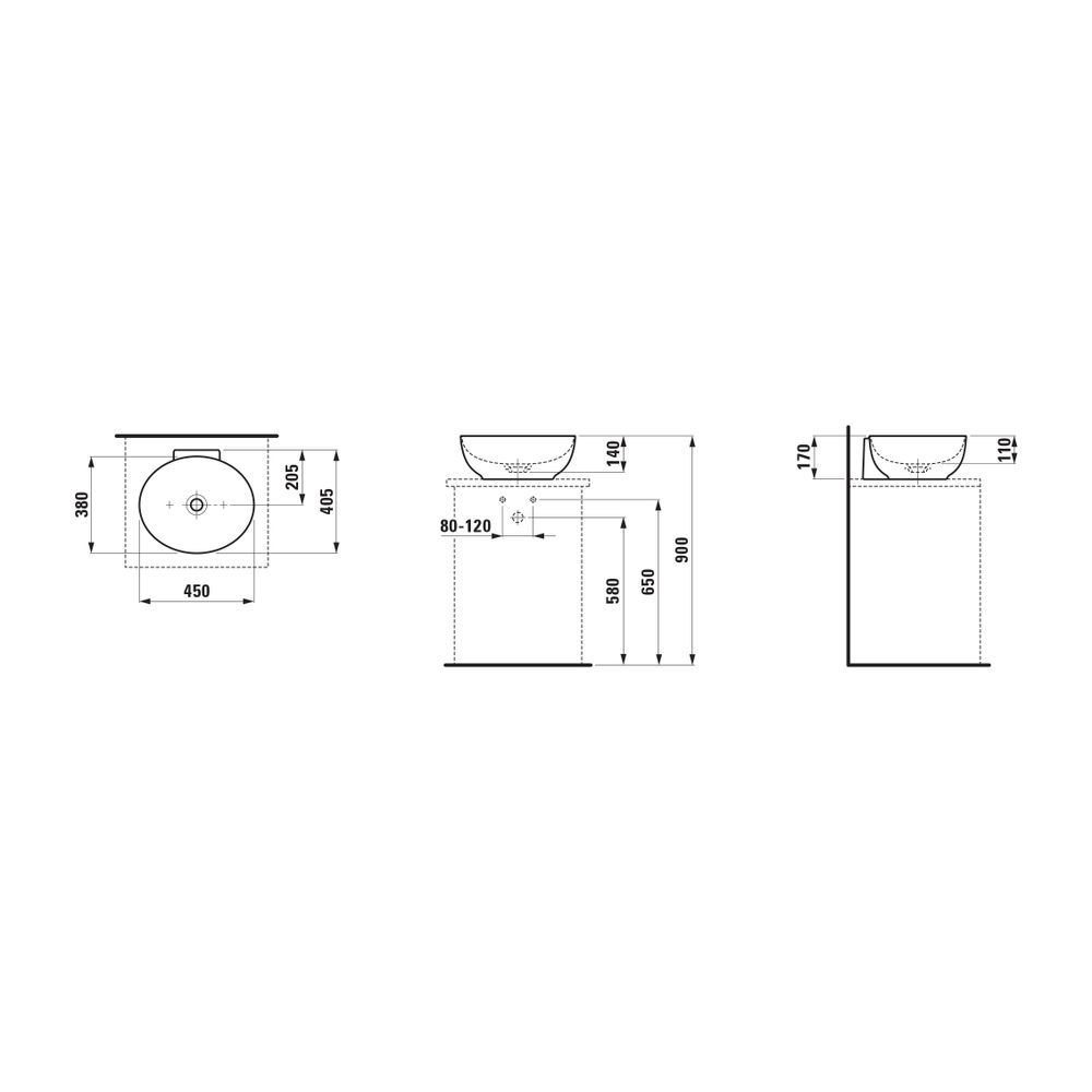 Laufen Waschtisch-Schale Ilbagnoalessi 400x450x170mm, Mattschwarz, ohne Hahnloch... LAUFEN-H8189767161091 7612738041144 (Abb. 2)