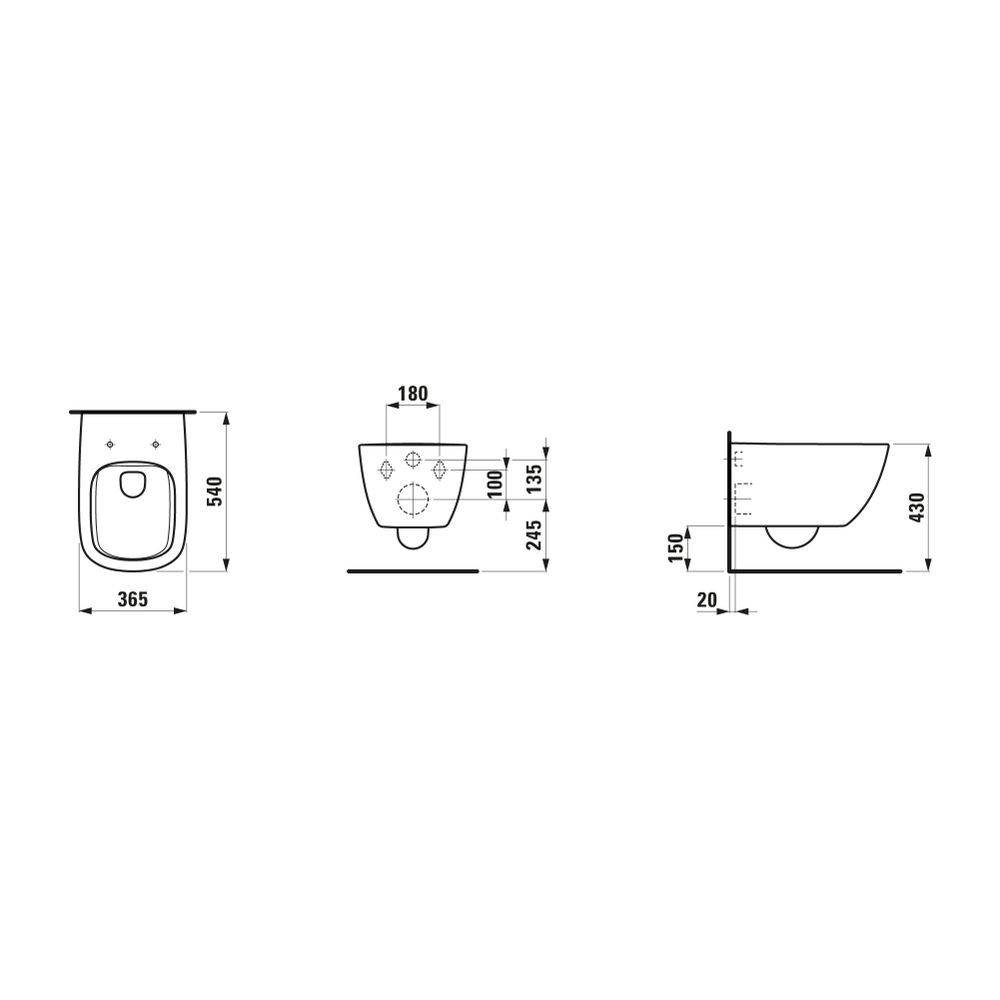 Laufen Tiefspül-WC wandhängend Palmoba 540x365mm, Mattweiß, spülrandlos... LAUFEN-H8208027570001 7612738992330 (Abb. 2)