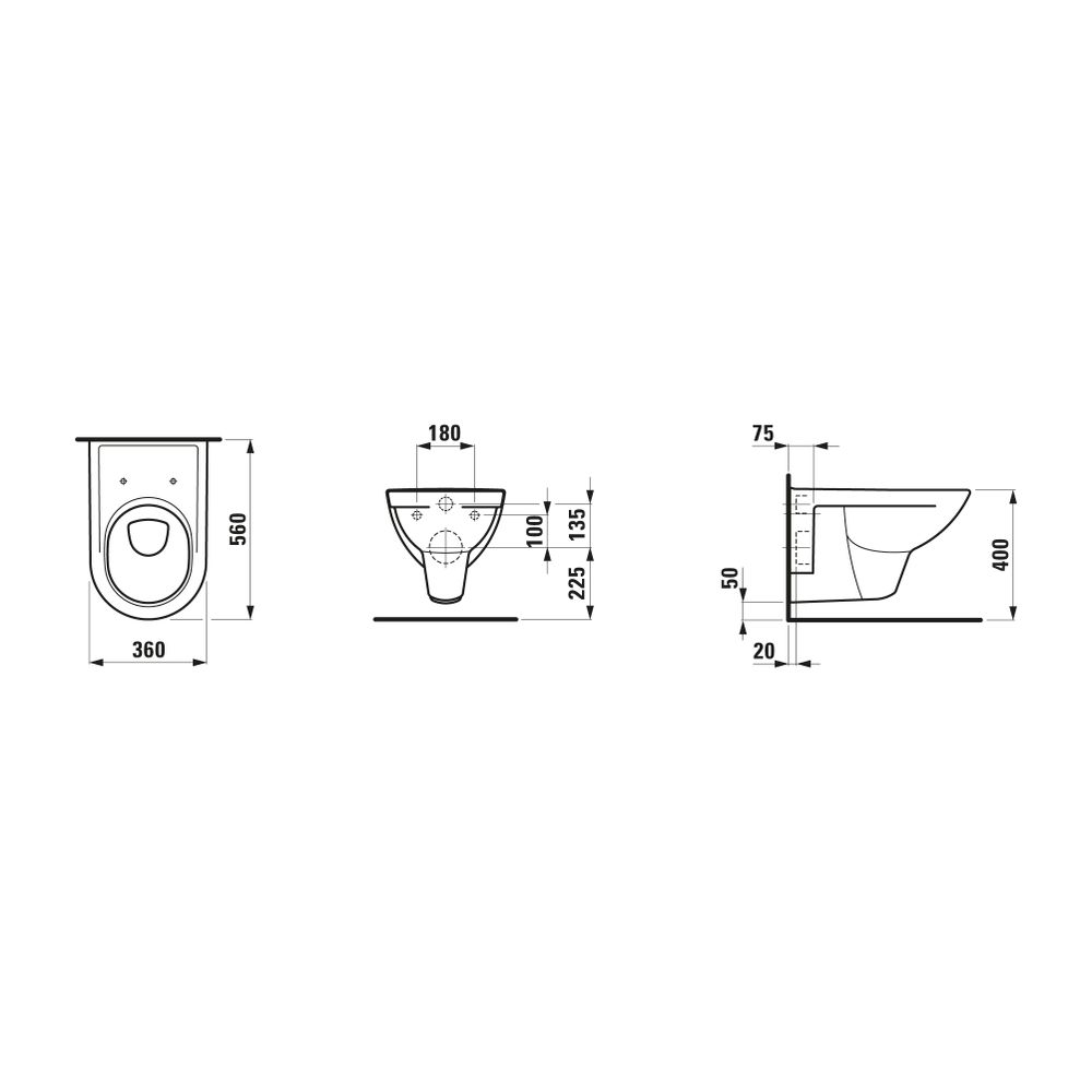 Laufen Pro Tiefspül-WC wandhängend 360x560mm, mit Laufen Clean Coat(LCC), Weiß... LAUFEN-H8209504000001 4014804464827 (Abb. 8)