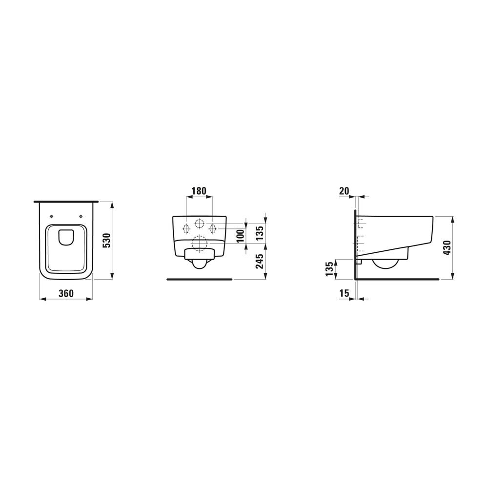 Laufen Tiefspül-WC wandhängend Laufen Pro S 530x360mm, spülrandlos, Active Weiß ... LAUFEN-H8209624000001 7612738329877 (Abb. 2)
