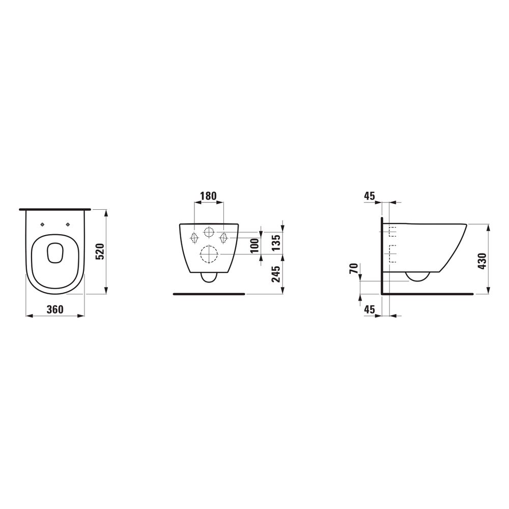 Laufen Tiefspül-WC wandhängend Lua 520x360mm, spülrandlos, Silent Flush, verdeck... LAUFEN-H8210800000001 7612738146818 (Abb. 2)