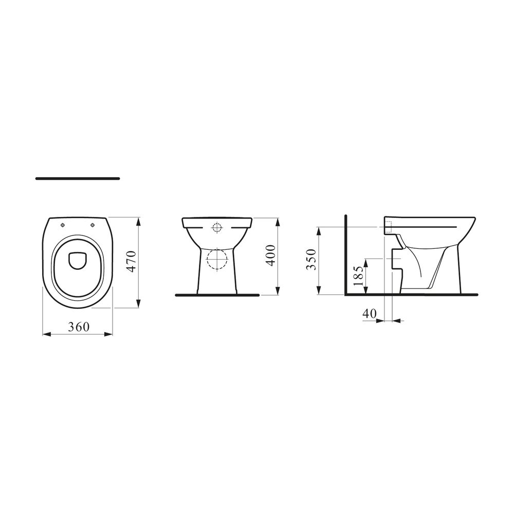 Laufen Stand-Tiefspül-WC Laufen Pro 470x360x400mm, Weiß, Abgang waagrecht Ausfüh... LAUFEN-H8219560000001 4014804396760 (Abb. 2)