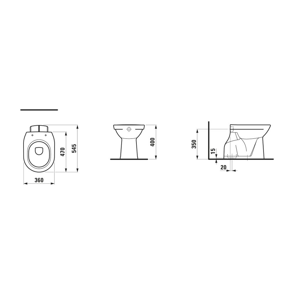 Laufen Stand-Tiefspül-WC Laufen Pro 545x360x400mm, Manhattan, Abgang senkrecht... LAUFEN-H8219570370001 4014804404557 (Abb. 2)