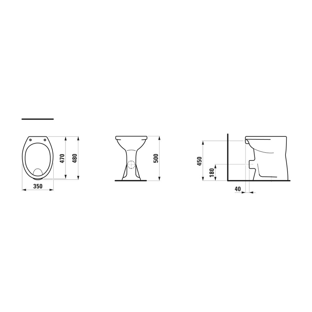 Laufen Stand-Flachspül-WC Albonova 50 480x350x500mm, Weiß, Abgang waagrecht... LAUFEN-H8219900000001 4014804062368 (Abb. 2)