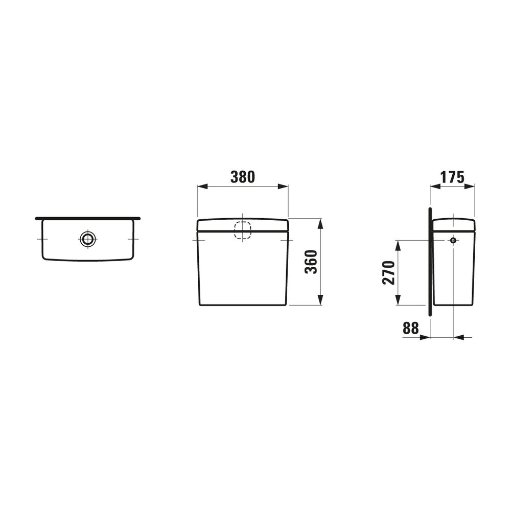 Laufen Spülkasten Laufen Pro 175x380x360mm, Weiß, Wasseranschluss seitlich... LAUFEN-H8269520009721 7612738988975 (Abb. 2)