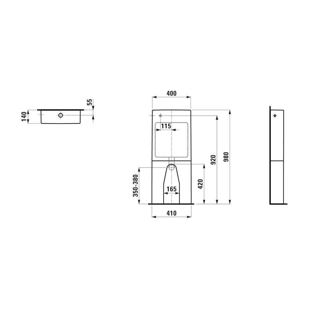 Laufen bodenstehender Spülkasten Universal 140x410x980mm, Wasseranschluss hinten... LAUFEN-H8296610009811 7612738991319 (Abb. 2)