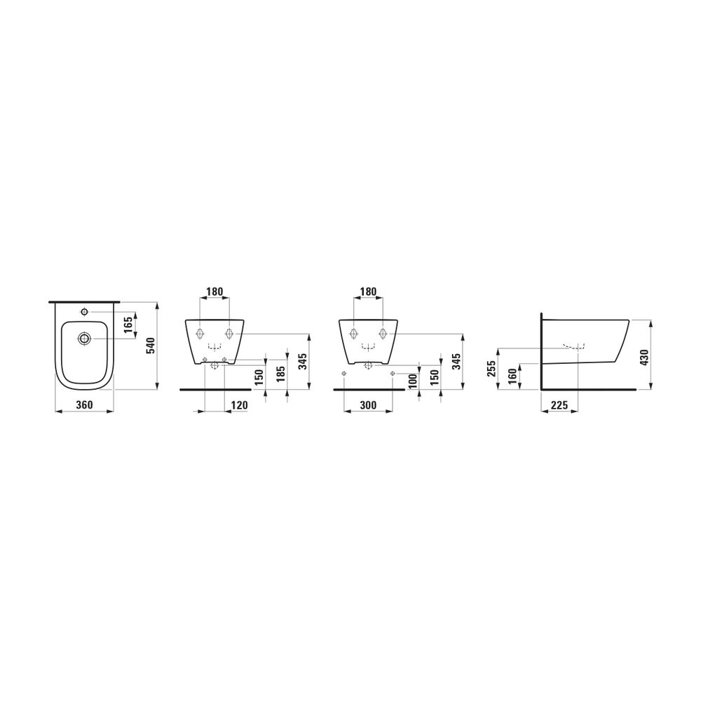 Laufen Wandbidet Advanced, verdeckte Befestigung, MEDA, 540x360mm, 1 Hahnloch, m... LAUFEN-H8301104003021 7612738064778 (Abb. 2)