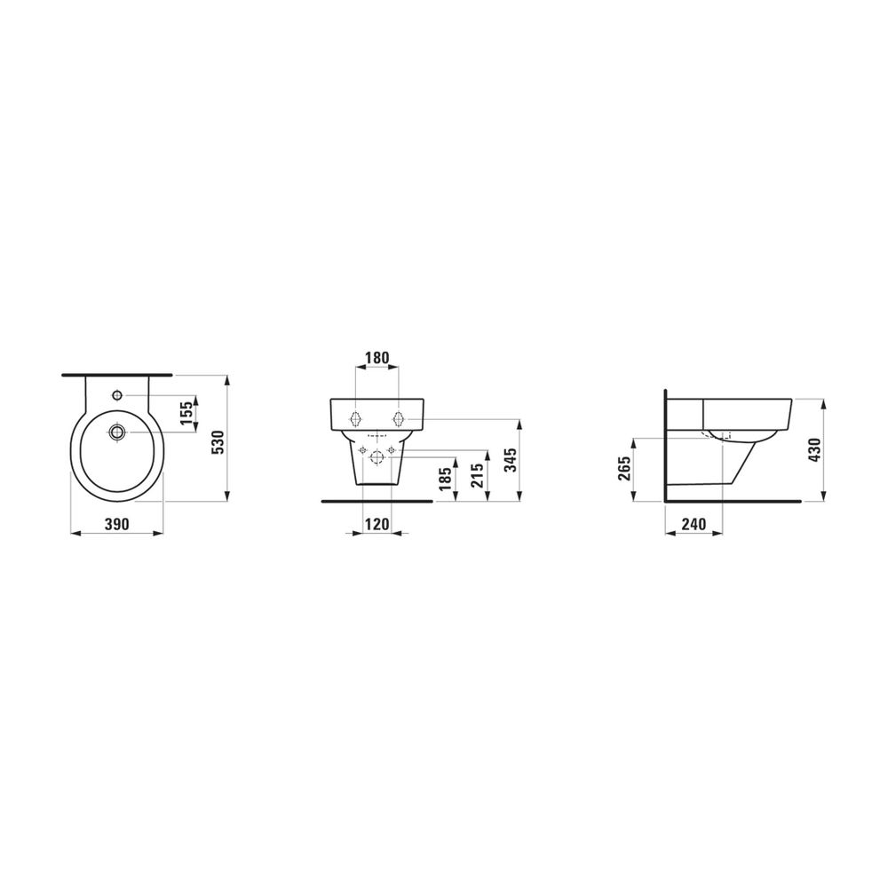 Laufen Wandbidet VAL 530x390mm, 1 Hahnloch, ohne seitliches Loch für Wasseransch... LAUFEN-H8302814003021 7612738910495 (Abb. 2)