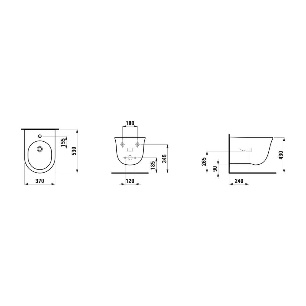 Laufen Wandbidet The New Classic 530x370mm, 1 Hahnloch, ohne seitliches Loch für... LAUFEN-H8308510003021 7612738936778 (Abb. 2)