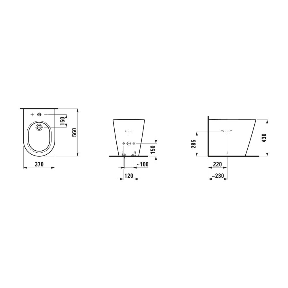 Laufen Standbidet Kartell 560x370x430mm, Weiß LCC, 1 Hahnloch, ohne seitliches L... LAUFEN-H8323314003021 7612738292409 (Abb. 2)