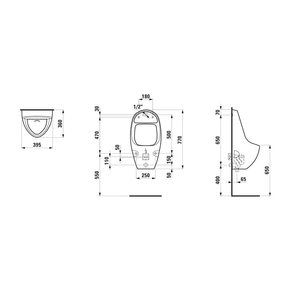 Laufen Absaugeurinal TAMARO S 360x395x770mm, Weiß, für E-Netz-Anschluss mit Steu... LAUFEN-H8401030000001 7612738289041 (Abb. 2)