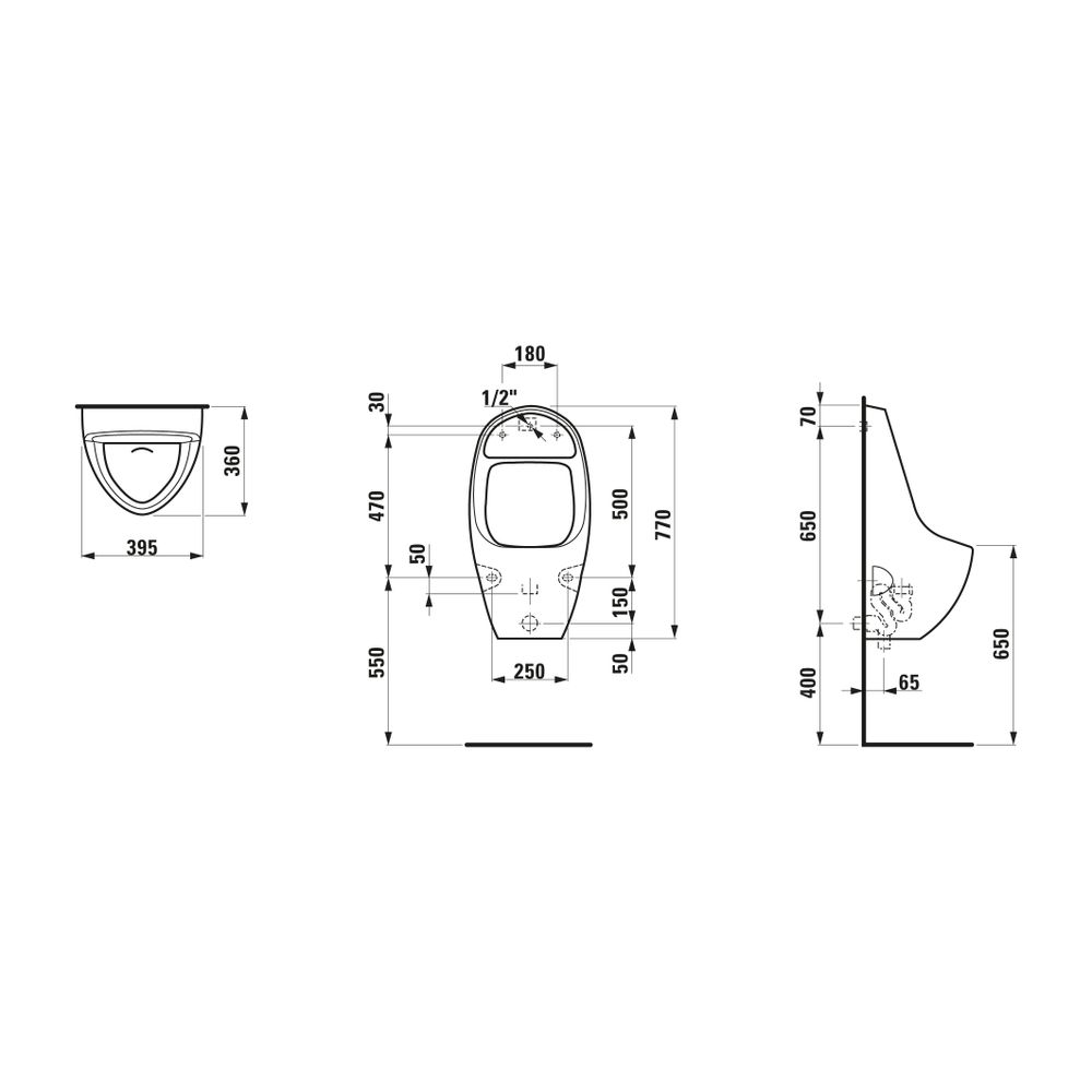 Laufen Absaugeurinal TAMARO S 360x395x770mm, Weiß, für Batterie mit Steuerung... LAUFEN-H8401040000001 7612738289409 (Abb. 2)