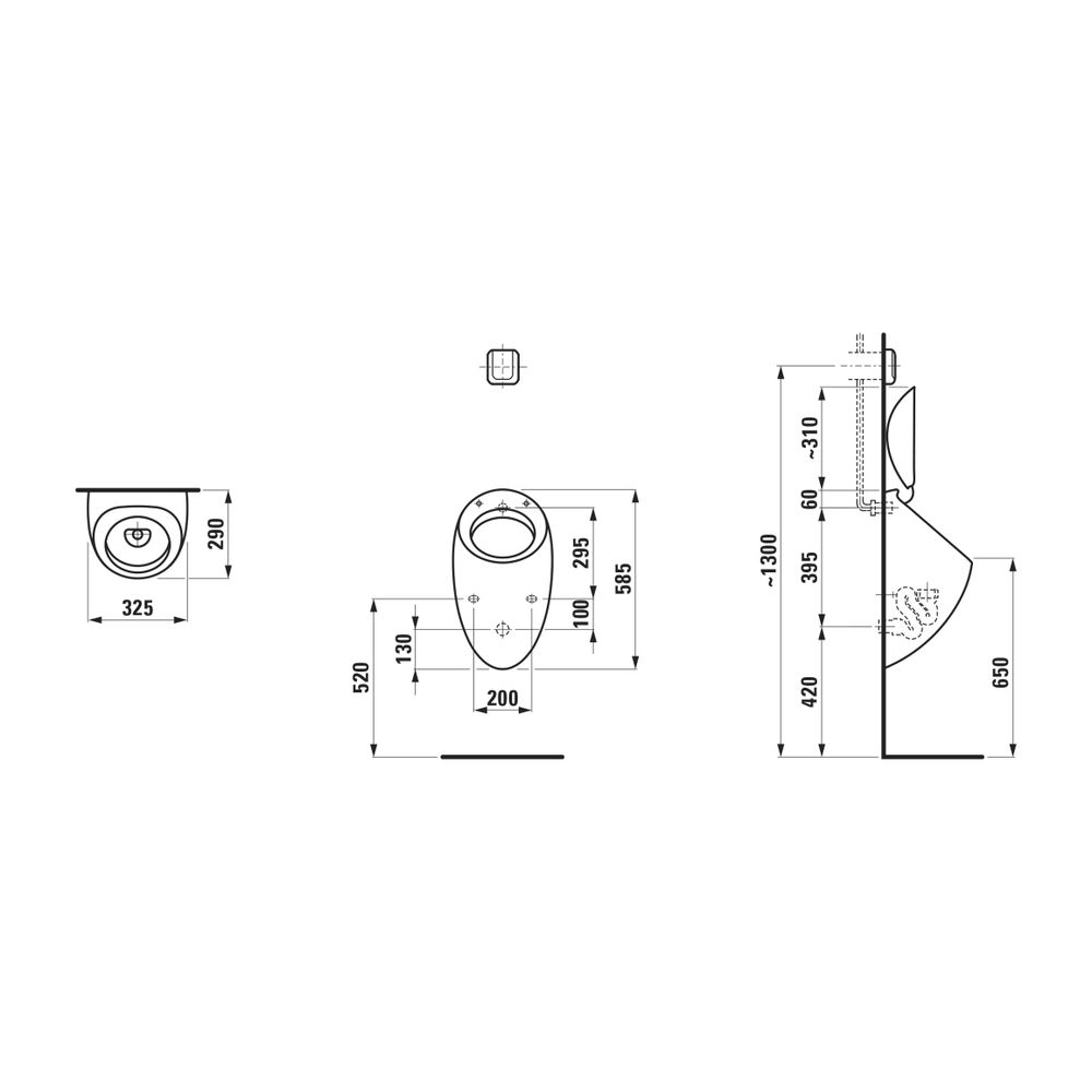 Laufen Absaugeurinal, Ilbagnoalessi, 325x290x585mm, Kaffee Matt, Wasserzulauf in... LAUFEN-H8409711880001 7612738079260 (Abb. 2)