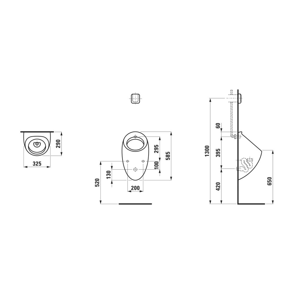 Laufen Absaugeurinal, Ilbagnoalessi, 325x290x585mm, Weiß LCC, Wasserzulauf innen... LAUFEN-H8409754000001 4014804707481 (Abb. 2)
