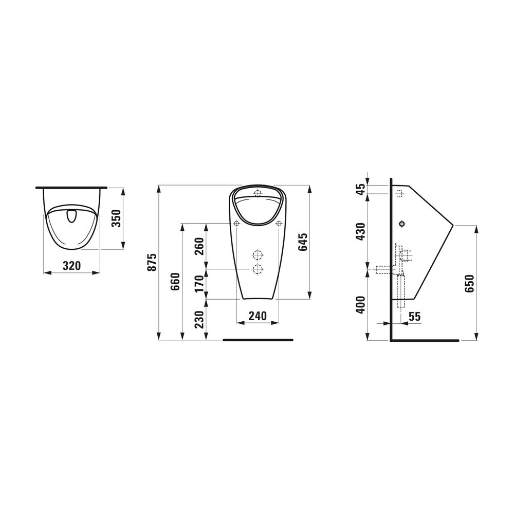 Laufen Absaugeurinal CAPRINO PLUS 350x320x645mm, Mattweiß LCC, spülrandlos, Wass... LAUFEN-H8410614000001 7612738964276 (Abb. 2)