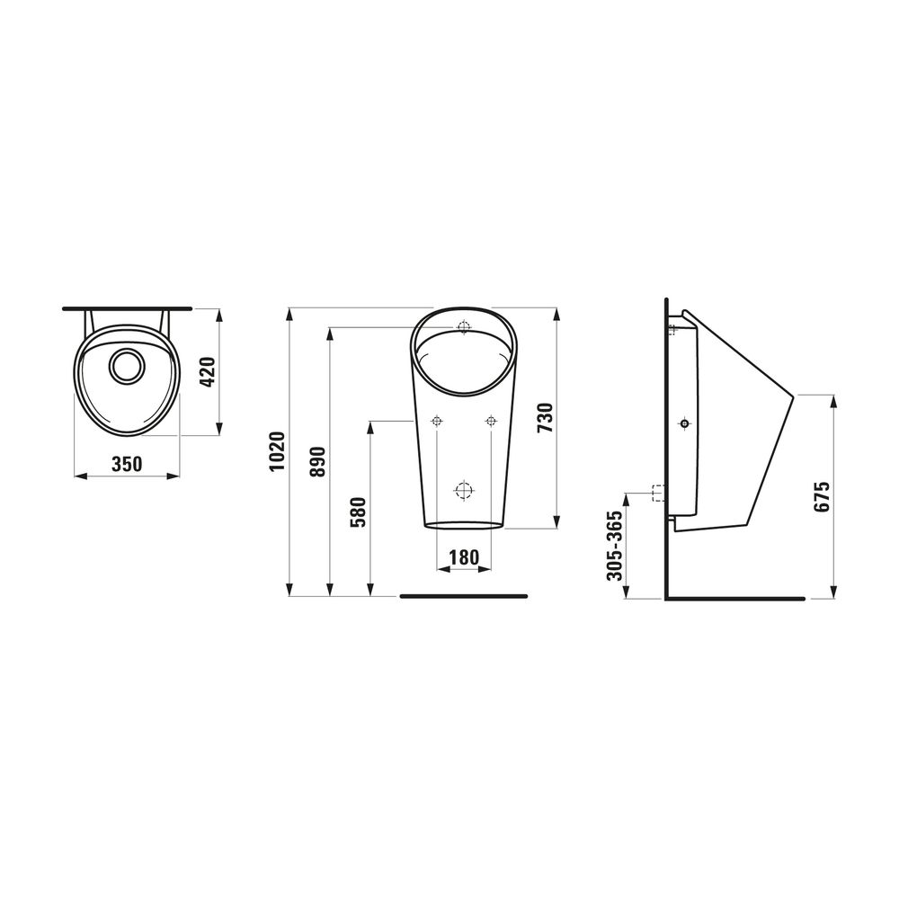 Laufen Absaugeurinal LEMA 420x350x730mm, Active Weiß LCC, spülrandlos, Wasserzul... LAUFEN-H841193A004011 7612738089511 (Abb. 2)