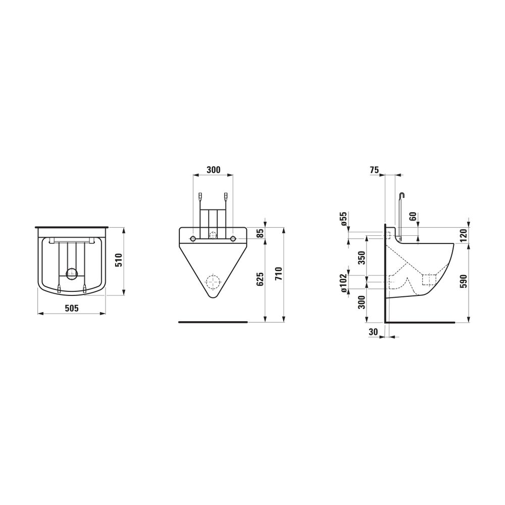 Laufen Wandausguss Bernina 510x505x530mm, Weiß, ohne Hahnloch, mit Klapprost... LAUFEN-H8542110000001 7612738322168 (Abb. 2)