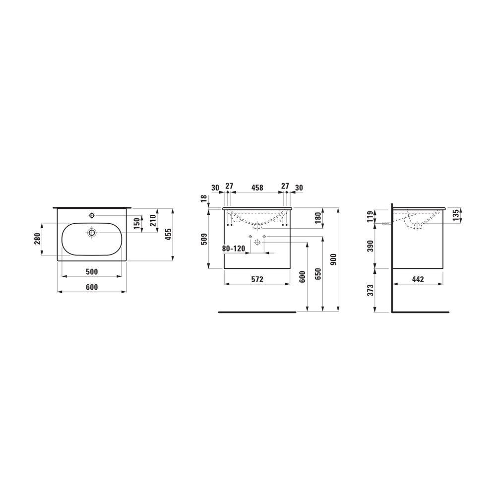Laufen Waschtisch mit Unterbau LUA SET LANI 455x600x527mm, glänzend Weiß, 1 Hahn... LAUFEN-H8600832611041 7612738023027 (Abb. 2)