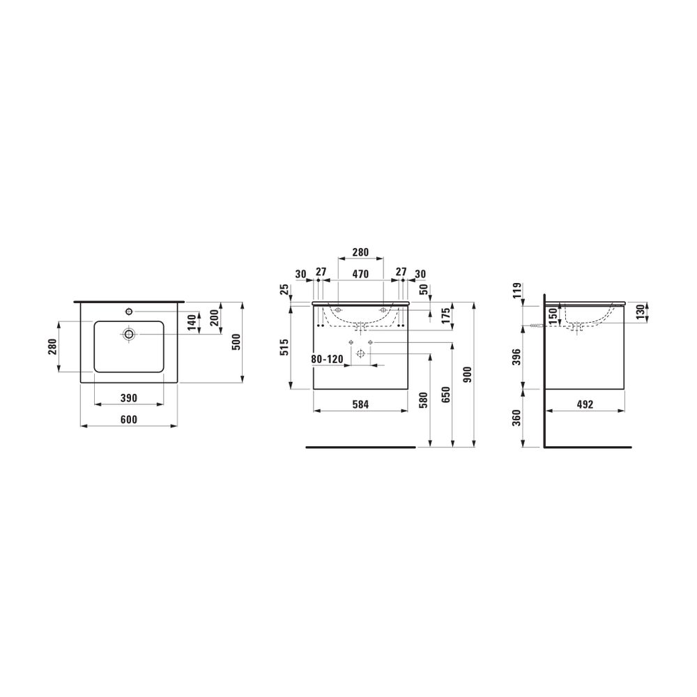 Laufen Waschtisch mit Unterbau Pro S Set LANI 500x600x540mm, Wildeiche, Weiß, 1 ... LAUFEN-H8649642671041 7612738051815 (Abb. 2)