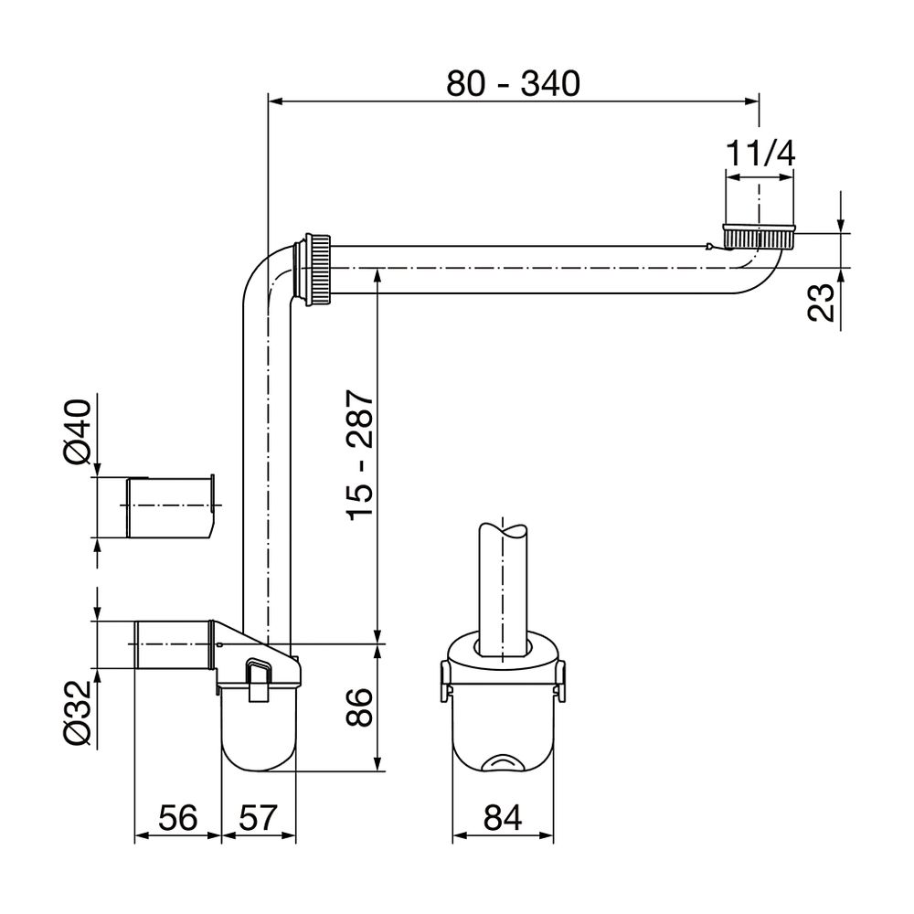 Laufen Raumspar Möbelsiphon DN 40 Kunststoff, Weiß... LAUFEN-H8942500000001 7612738303310 (Abb. 3)