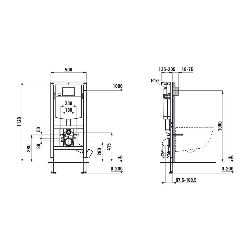 Laufen Installationsele. Ineolink m. SPK f. Wand/Dusch-WC, 1120mm, behindertenge... LAUFEN-H9201170000001 7612738097493 (Abb. 3)