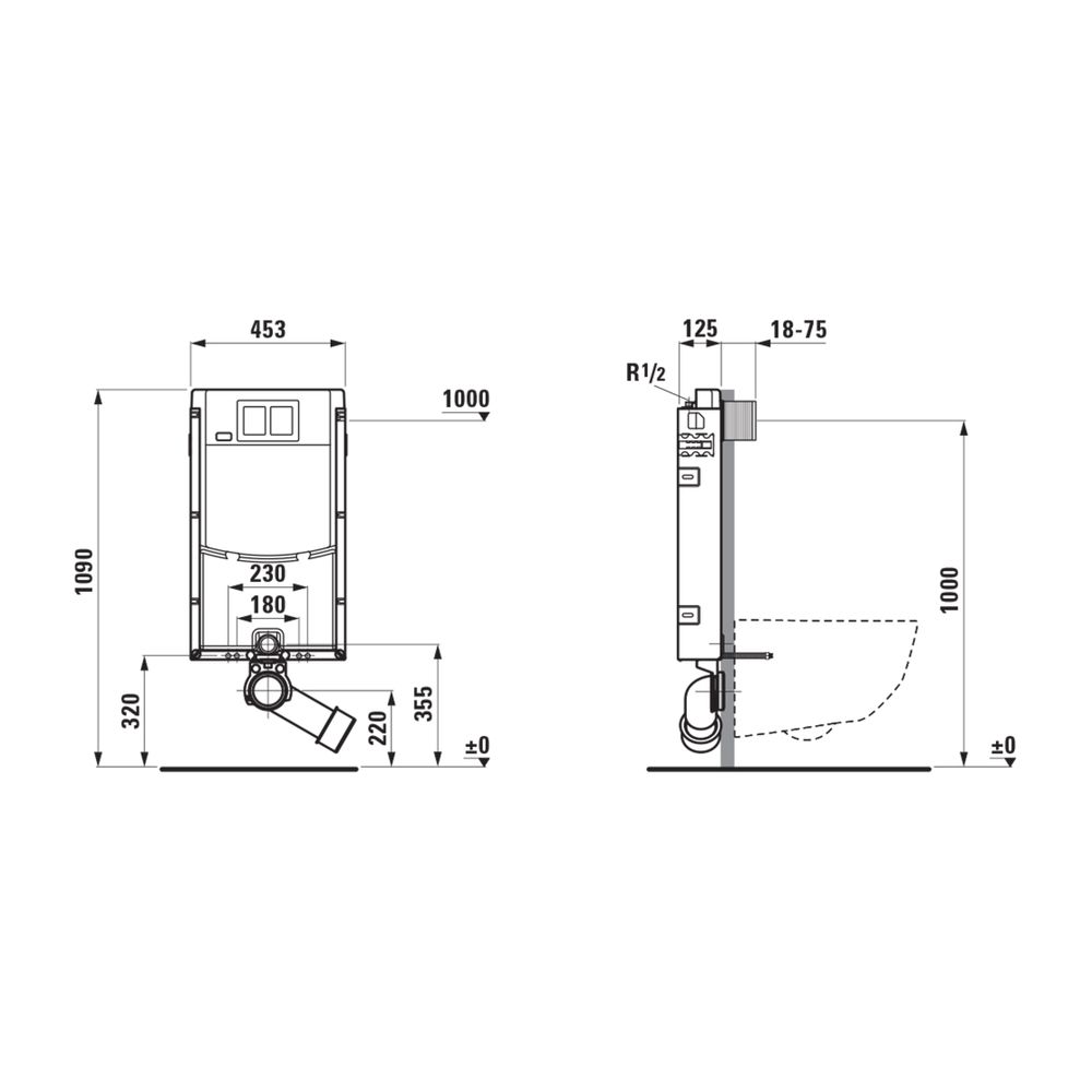 Laufen Nassbauelement Ineolink für Wand-/Dusch-WC, 1090mm, Einbauhöhe anpassbar,... LAUFEN-H9261030000001 7612738094140 (Abb. 3)