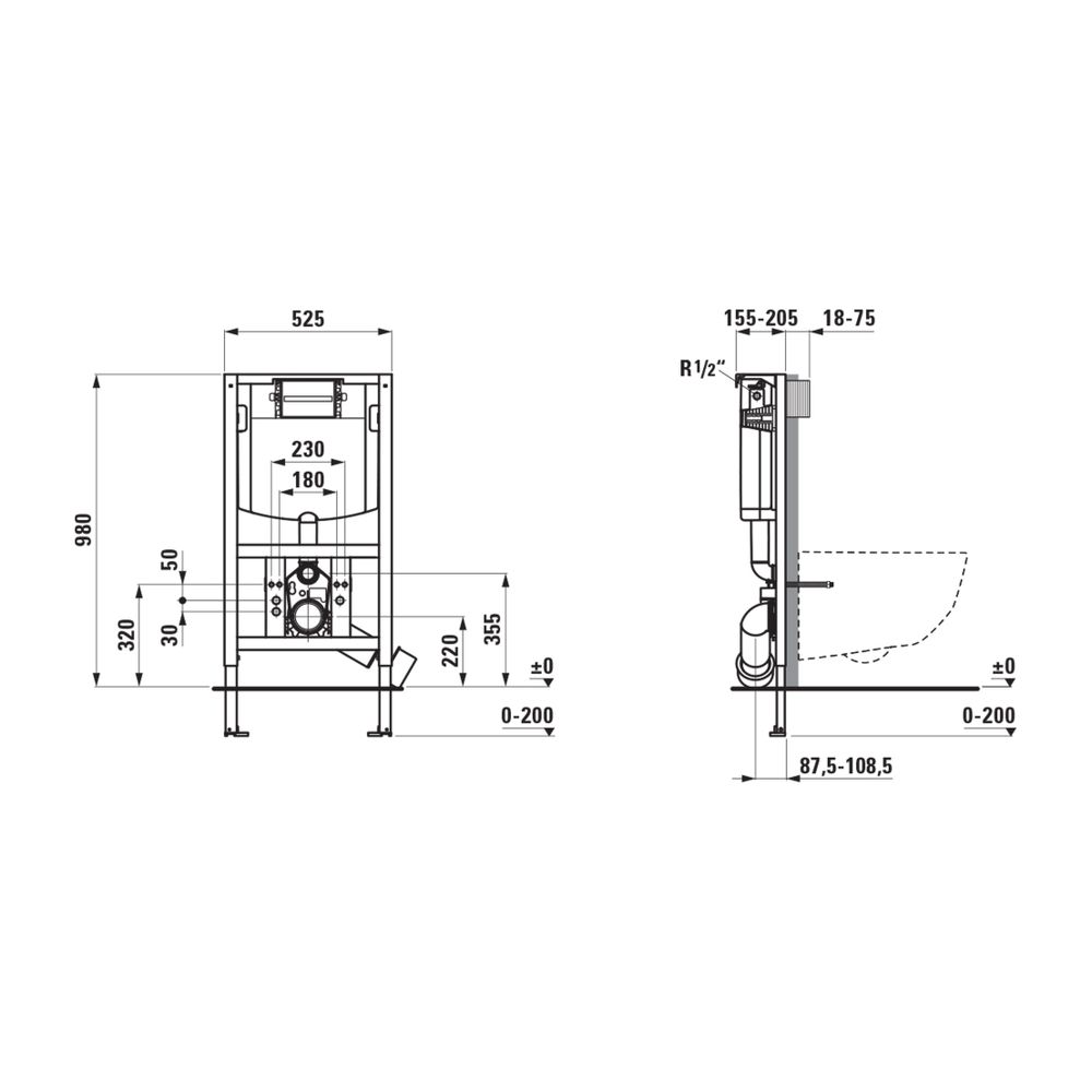 Laufen Installationselement Ineolink mit SPK für Wand/Dusch-WC, 980mm, Betätigun... LAUFEN-H9271040000001 7612738101121 (Abb. 3)