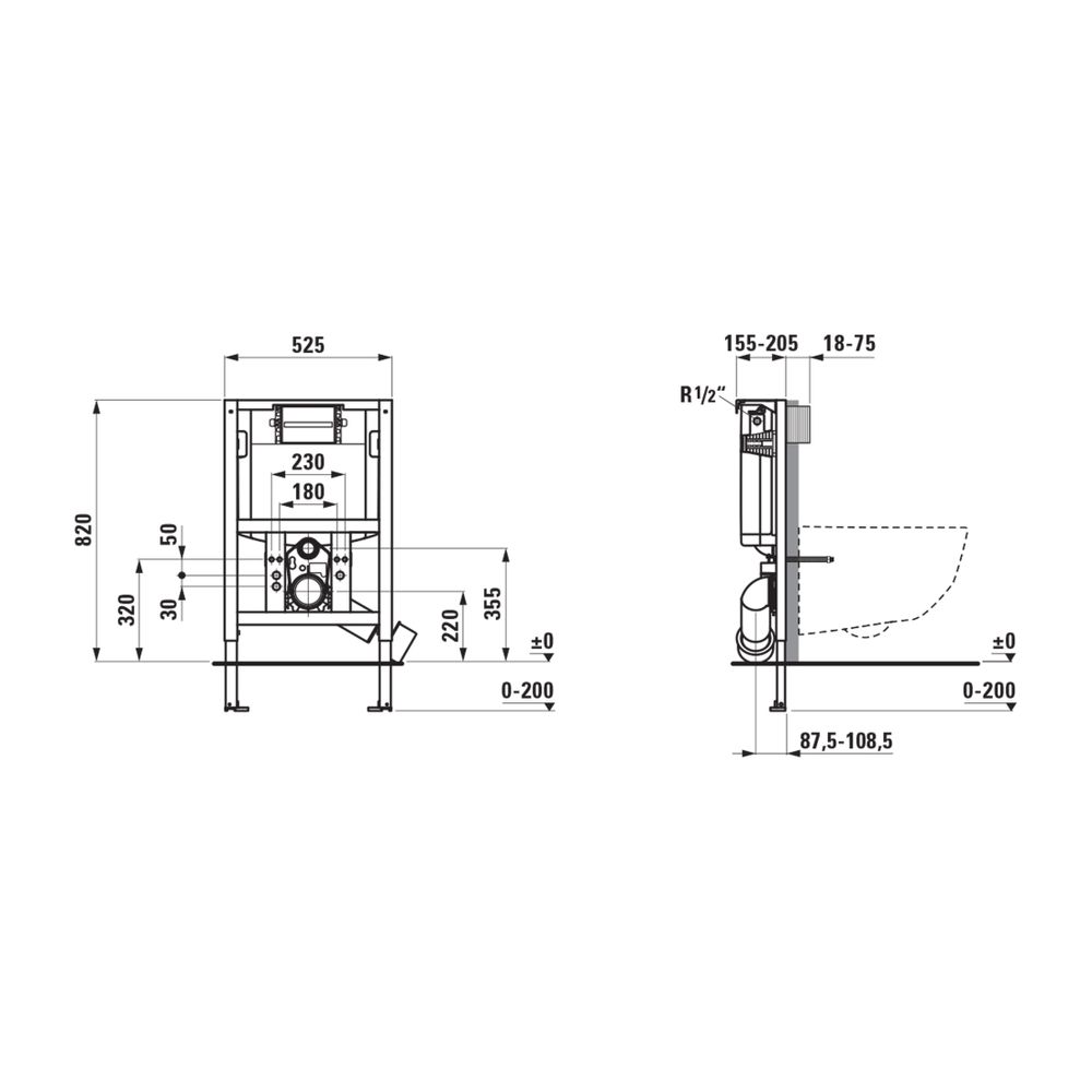 Laufen Installationselement Ineolink mit SPK für Wand/Dusch-WC, 820mm, Betätigun... LAUFEN-H9271050000001 7612738097509 (Abb. 3)