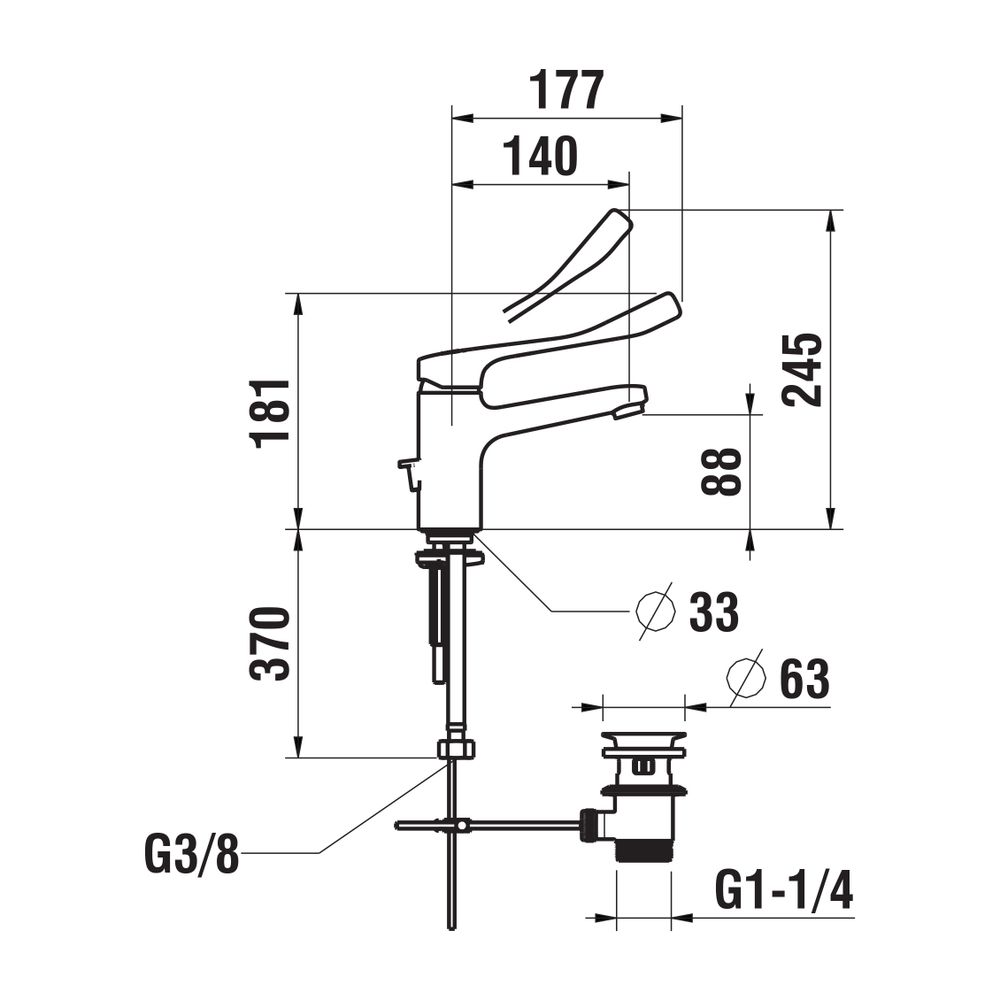 Laufen Einhebel-Waschtischmischer, mit Ablaufventil, Citypro Liberty Ausladung 1... LAUFEN-HF500903100094 7612738000370 (Abb. 2)