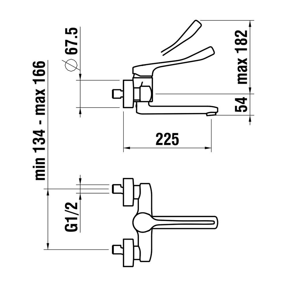 Laufen Einhebel-Wand-Waschtischmischer Citypro Liberty, Ausladung 225mm, Chrom, ... LAUFEN-HF500923100694 7612738992750 (Abb. 2)