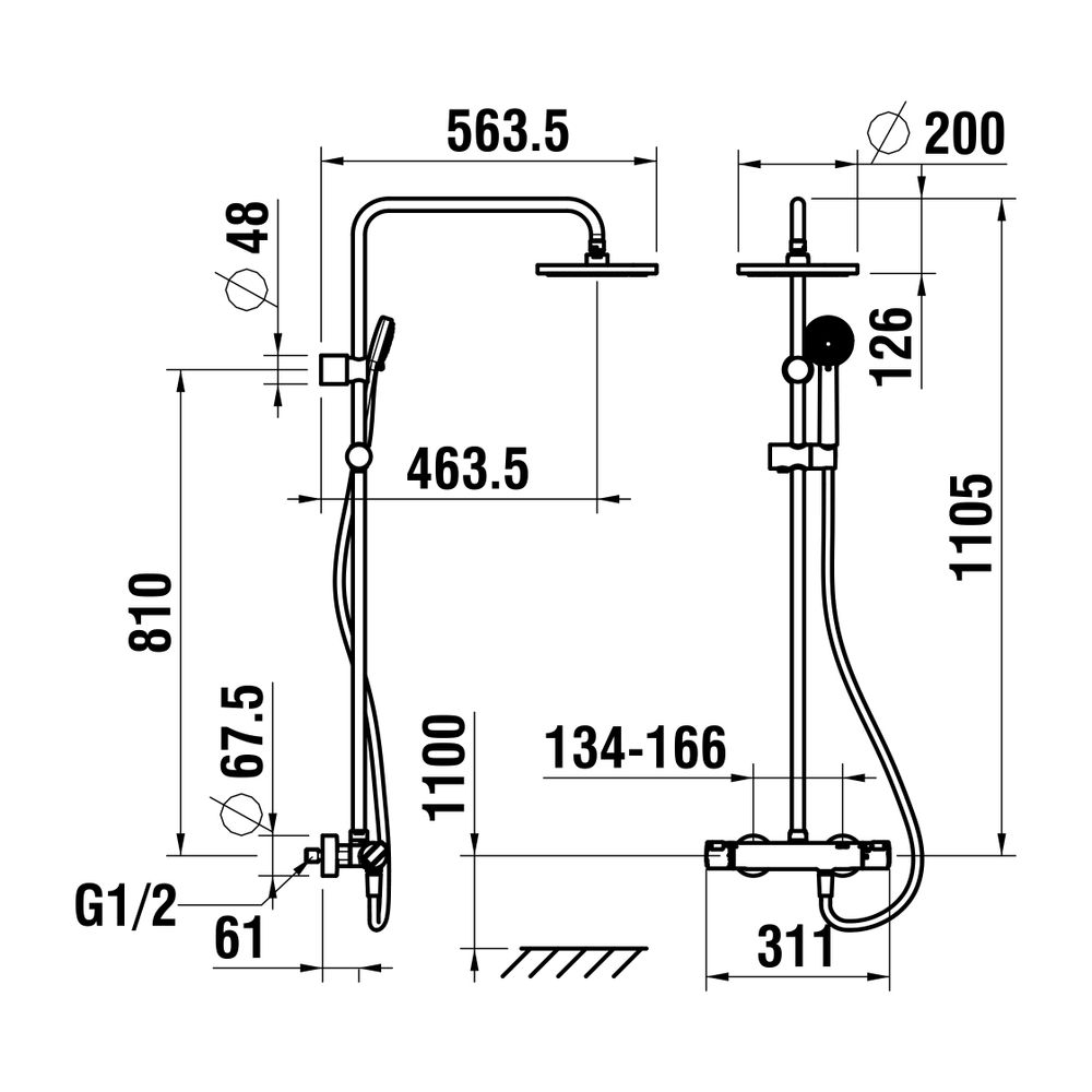 Laufen Thermostatisches Duschsystem Citypro, Kopfbrause Durchm. 200mm, Schlauch ... LAUFEN-HF500957100600 7612738993825 (Abb. 2)